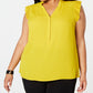 Alfani Women's Plus Pleat Detail Blouse Yellow Size 0X