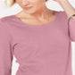 Karen Scott Women's Cotton 3/4 Sleeve Top Pink Size XX-Large