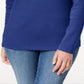 Karen Scott Women's Cotton Henley Top Blue Size Large