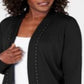 Karen Scott Women's Cotton Studded Open Front Cardigan Black Size Large