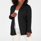 Karen Scott Women's Cotton Studded Open Front Cardigan Black Size Large