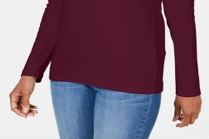 Karen Scott Women's Satin Trim Scoop Neck Top Red Size X-Large