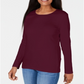Karen Scott Women's Satin Trim Scoop Neck Top Red Size X-Large