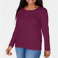 Karen Scott Women's Satin Trim Scoop Neck Top Purple Size XS