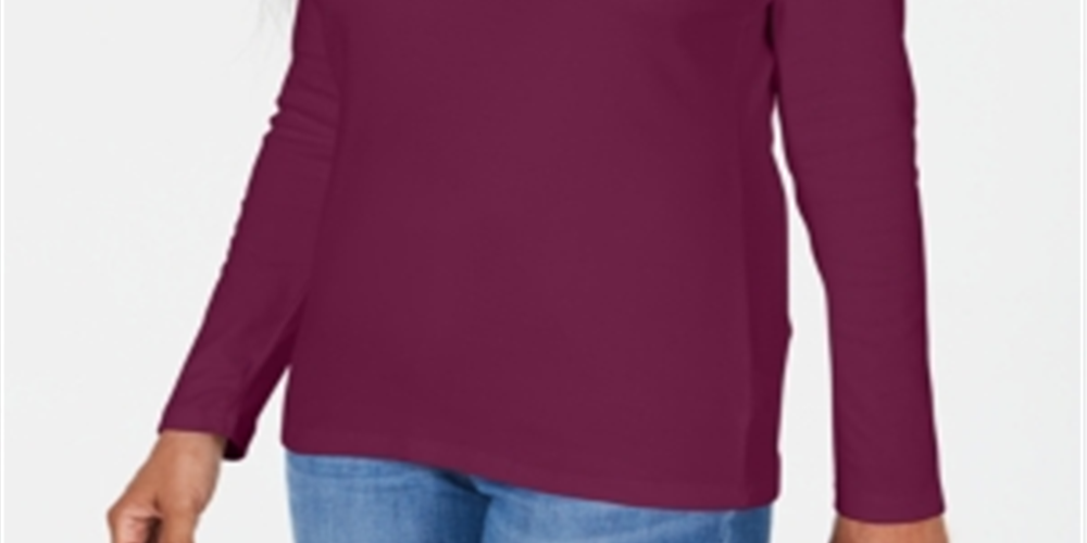 Karen Scott Women's Satin Trim Scoop Neck Top Purple Size XS
