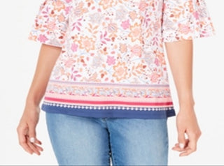 Charter Club Women's Printed Bell Sleeve Top White Size XX-Large