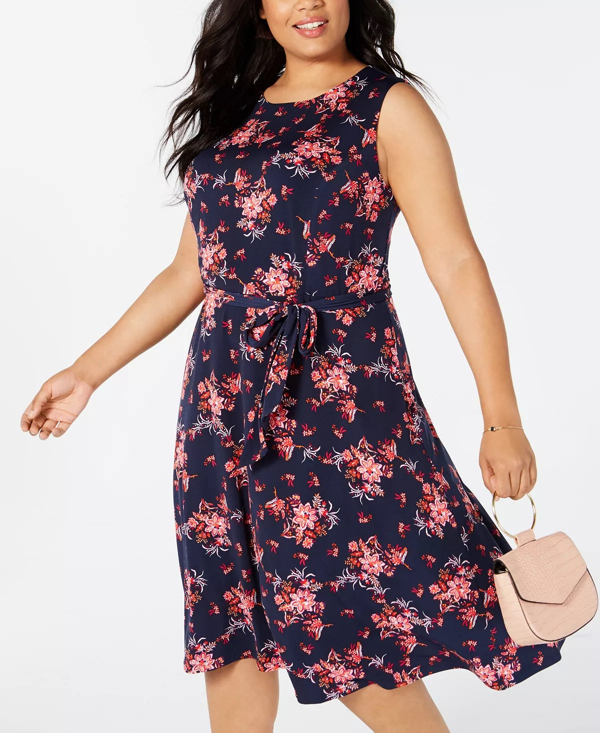 Charter Club Women's Printed Midi Dress Blue Size Medium