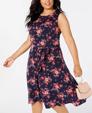 Charter Club Women's Printed Midi Dress Blue Size Medium