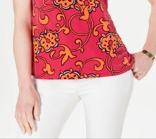 Charter Club Women's Printed Sleeveless Top Pink Size X-Small