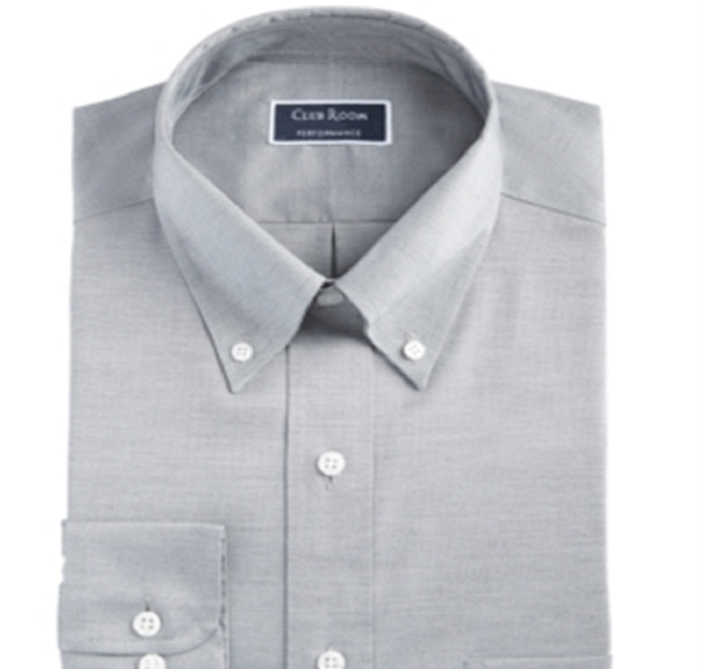 Club Room Men's Regular Fit Front Pocket Dress Shirt Gray Size 32X33