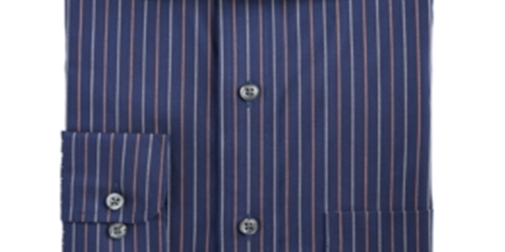 Club Room Men's Rust Pinstriped Regular Fit Dress Shirt Blue Size 16.5X32X33