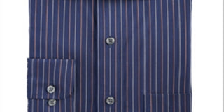 Club Room Men's Rust Pinstriped Regular Fit Dress Shirt Blue Size 16.5X32X33