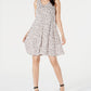 Style & Co Women's Printed Crisscross Strap Dress Brown Size Medium