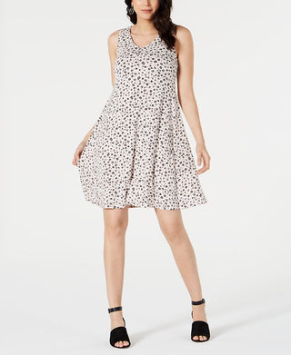 Style & Co Women's Printed Crisscross Strap Dress Brown Size Medium