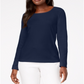 Karen Scott Women's Cotton Scoop Neck Top Blue Size Petite Small