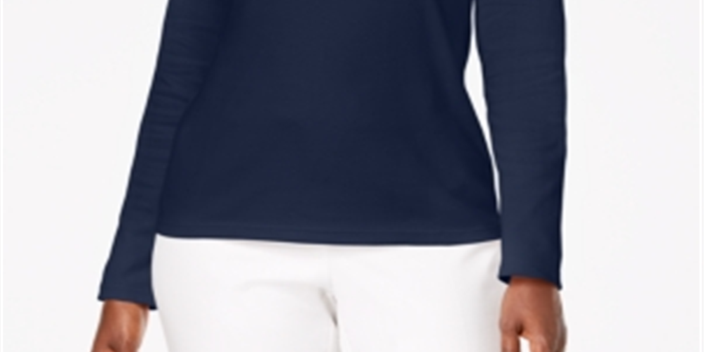 Karen Scott Women's Cotton Scoop Neck Top Blue Size Petite Small