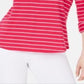 Charter Club Women's Cotton Striped Roll Tab Top Pink Size X-Large