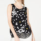 Alfani Women's Printed Woven Hem Sleeveless Top Black Size Petite