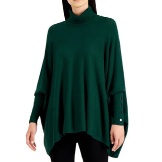 Alfani Turtleneck Poncho Sweater Green Size 2X