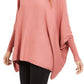 Alfani Women's Turtleneck Poncho Sweater Pink Size Large