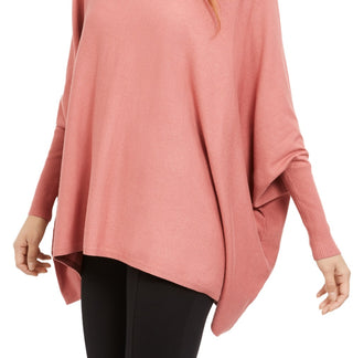 Alfani Women's Turtleneck Poncho Sweater Pink Size Large