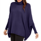 Alfani Women's Turtleneck Poncho Sweater Purple Size Petite Small