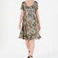 Style & Co Women's Graphic Tie Dyed Dress Green Size X-Small
