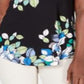 JM Collection Women's Printed Scoop Neck Top Black Size X-Large