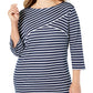 Karen Scott Women's Plus Striped Casual Top Navy Size 0X