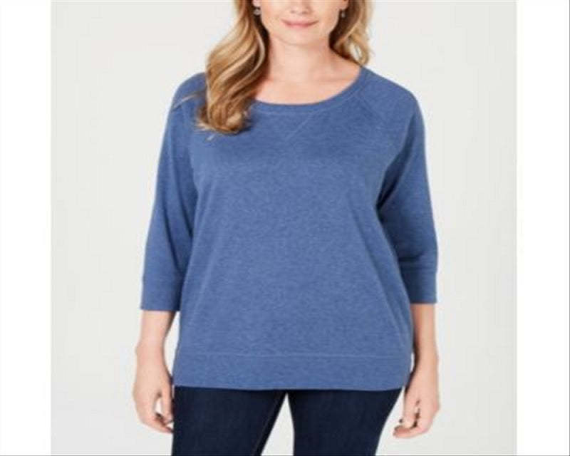 Karen Scott Women's Sport Scoop-Neck Top Blue Size Large