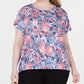 ID Ideology Women's Wallflower Printed Keyhole Back T-Shirt Purple Size 1X
