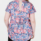 ID Ideology Women's Wallflower Printed Keyhole Back T-Shirt Purple Size 1X