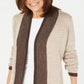 Karen Scott Women's Contrast Trim Open Front Cardigan Brown Size X-Small