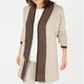Karen Scott Women's Contrast Trim Open Front Cardigan Brown Size X-Small