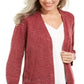 Karen Scott Women's Pointelle Marled Cardigan Red Size XX-Large