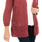 Karen Scott Women's Pointelle Marled Cardigan Red Size XX-Large