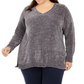 Karen Scott Women's Plus Chenille Pullover V Neck Sweater Gray Size 3X
