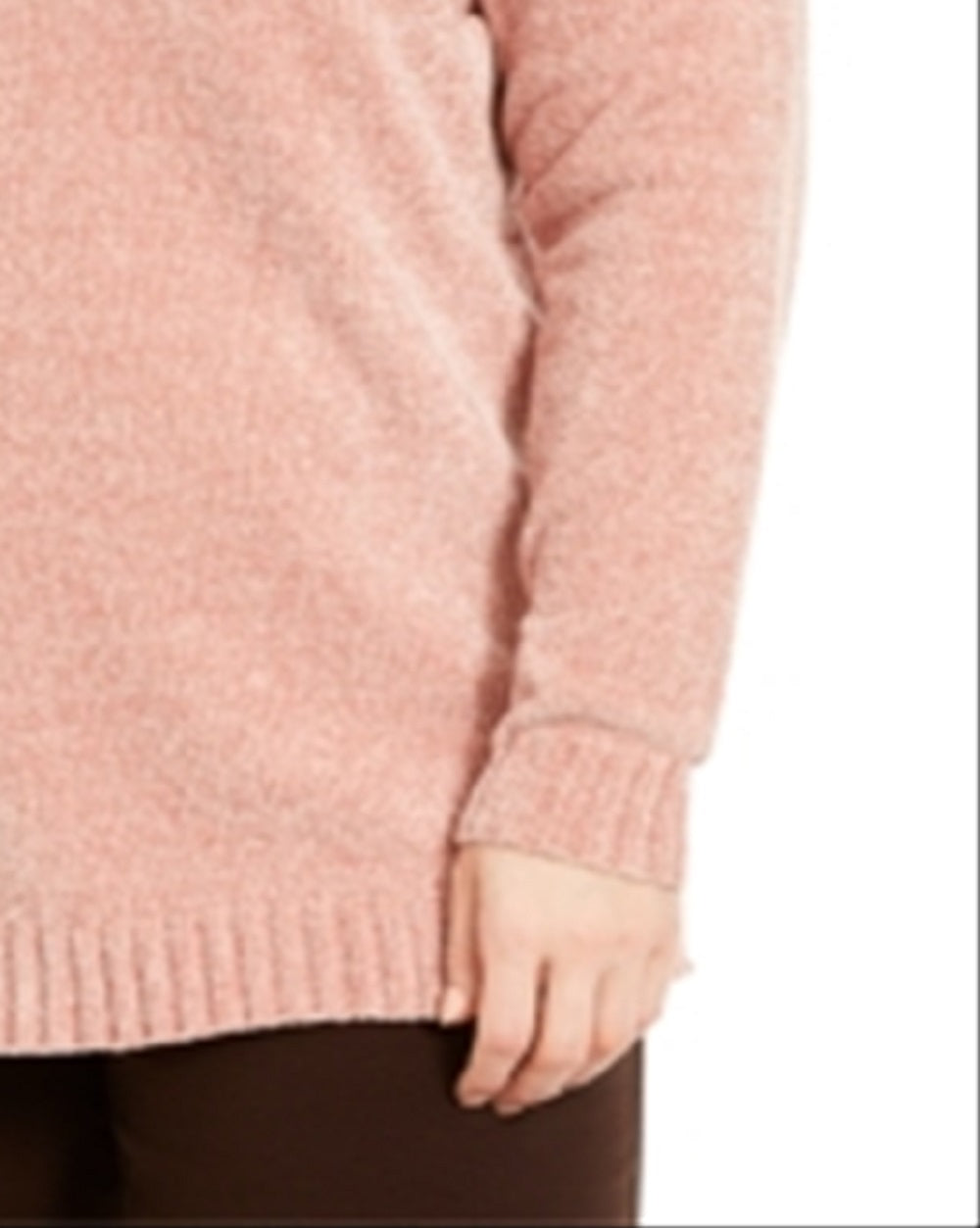 Karen Scott Women's Plus Chenille Split Neck Pullover Pink Size 0X