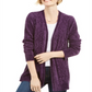 Karen Scott Women's Solid Long Sleeve Open Cardigan Sweater Purple Size Petite Large