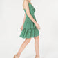Bar III Women's Printed Ruffled Dress Green Size 14