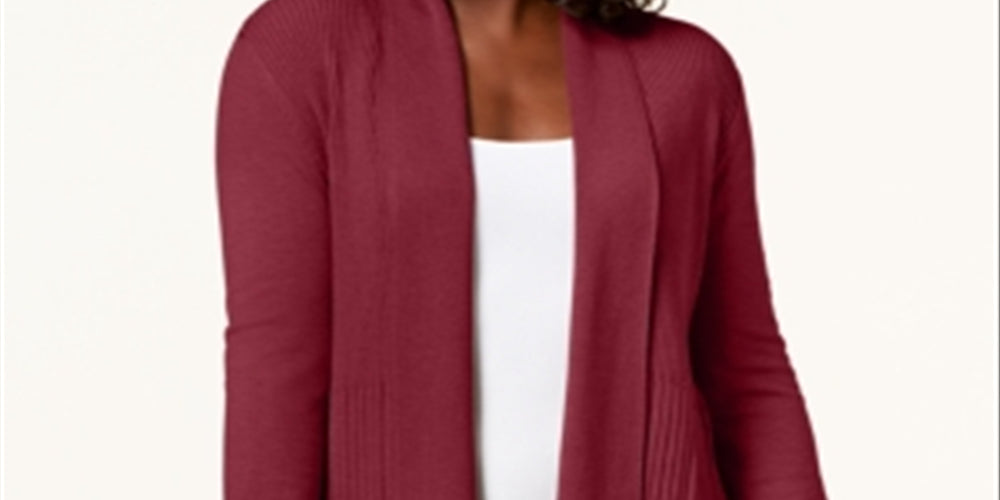 Karen Scott Women's Shawl Collar Cardigan Red Size X-Small