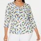 JM Collection Women's Printed Jacquard Top Yellow Size 3X
