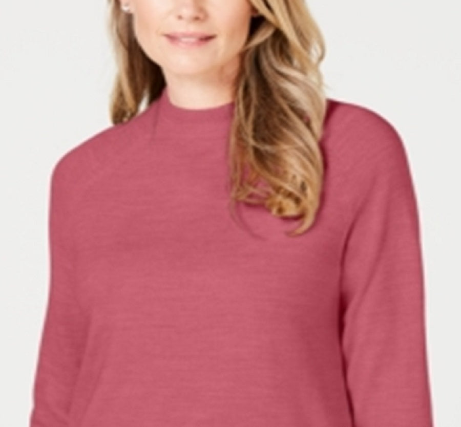 Karen Scott Women's Zip Back Mock-Neck Sweater Pink Size Medium