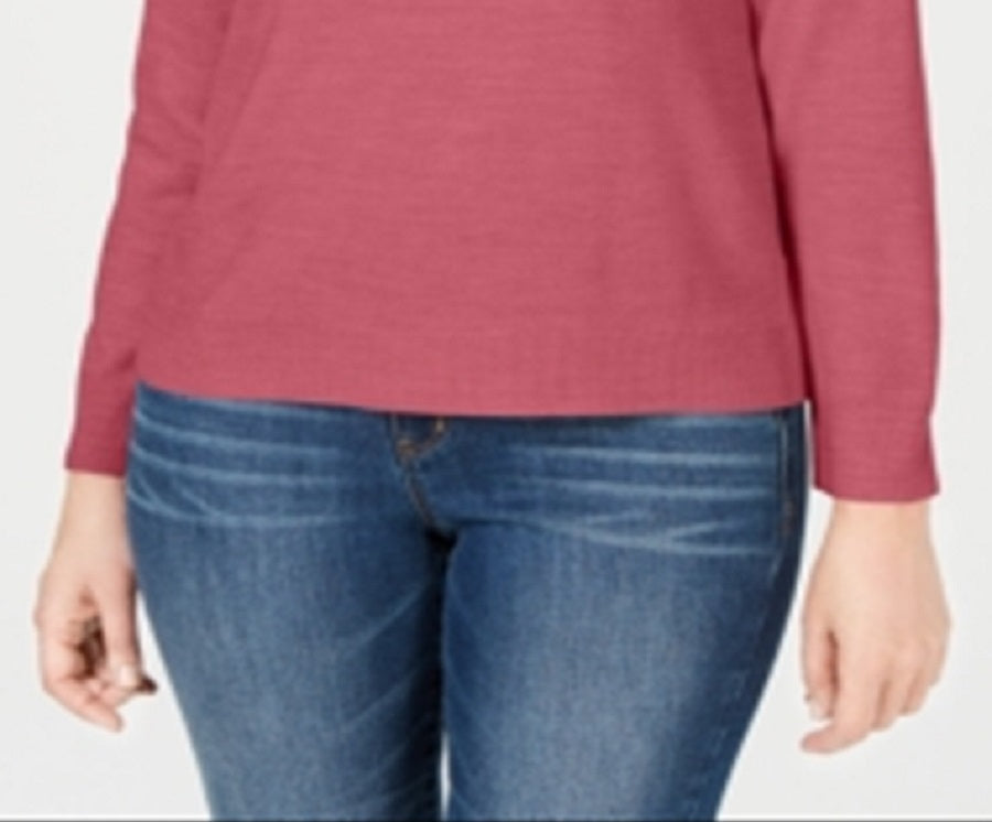 Karen Scott Women's Zip Back Mock-Neck Sweater Pink Size Medium