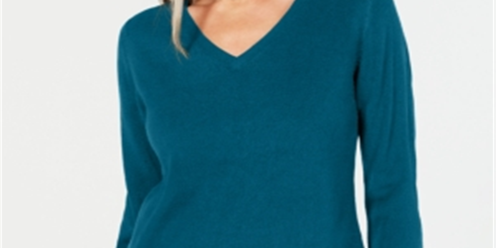 Karen Scott Women's V Neck Sweater Green Size XX-Large