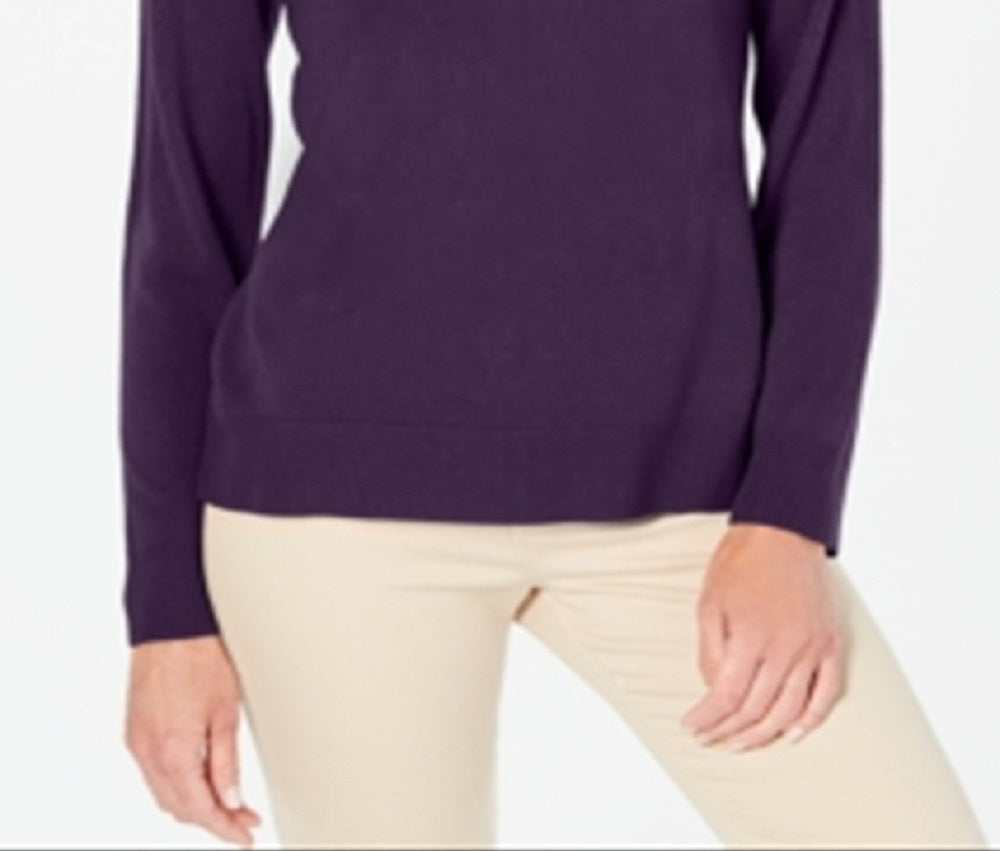 Karen Scott Women's Button Shoulder Sweater Purple Size X-Large