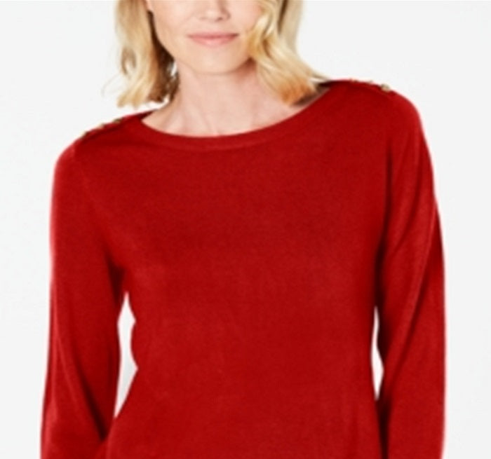 Karen Scott Women's Button Shoulder Sweater Red Size X-Large