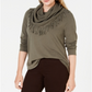 Style & Co Women's Fringe Trim Cowlneck Sweater Green Size Medium