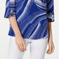JM Collection Women's Printed Zip Front Crinkle Texture Top Blue Size XX-Large