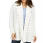 Style & Co Women's Hooded Studded Cardigan White Size Petite